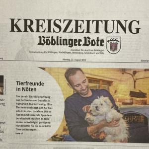 Tierfreunde in Nöten &#8211; Ein Artikel der Böblinger Kreiszeitung